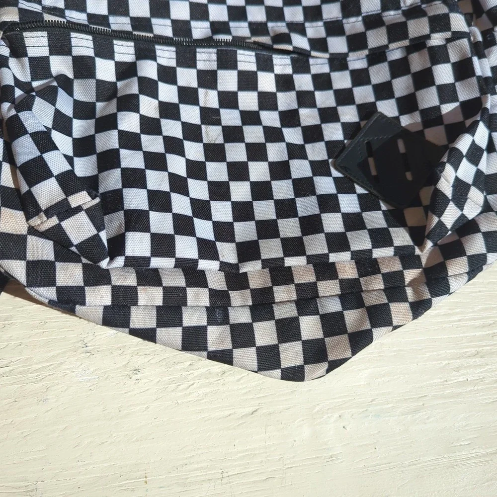 Vans Checkerboard Backpack Black White Classic Design Spacious School Travel Bag